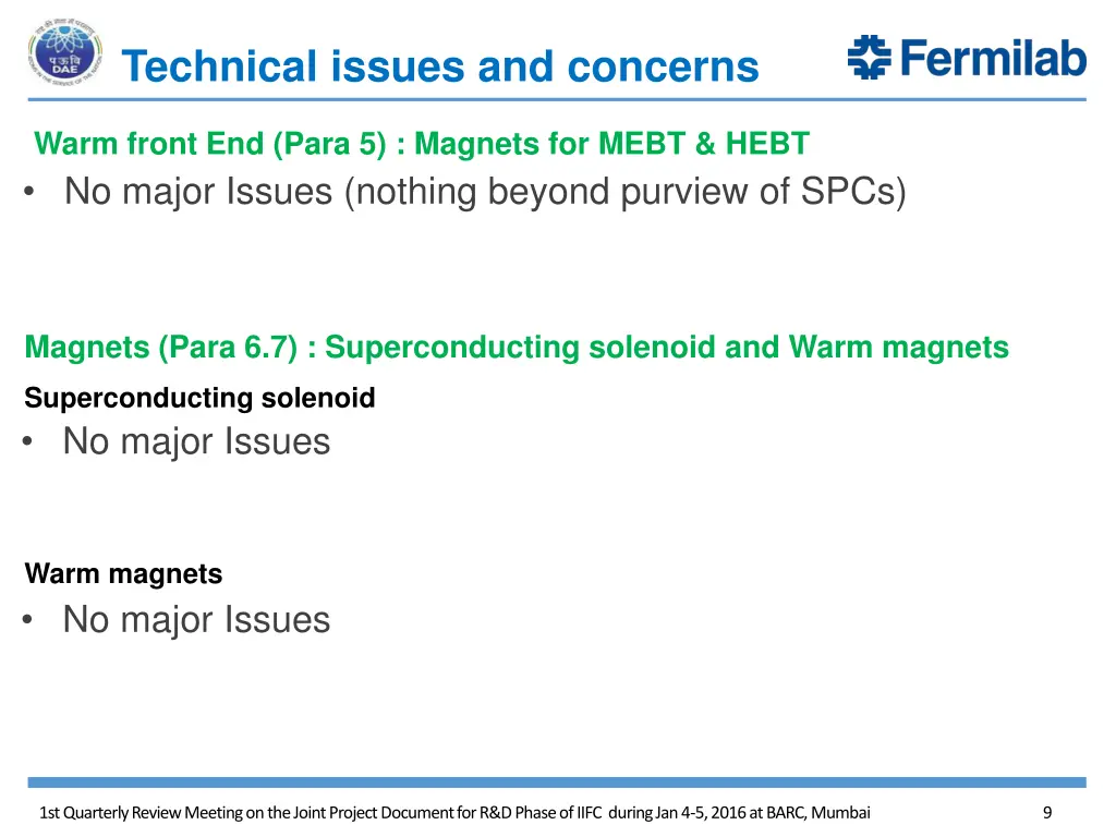 technical issues and concerns