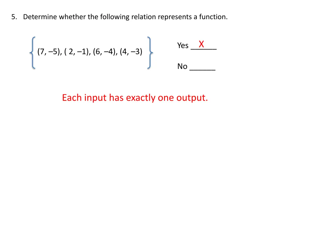 5 determine whether the following relation