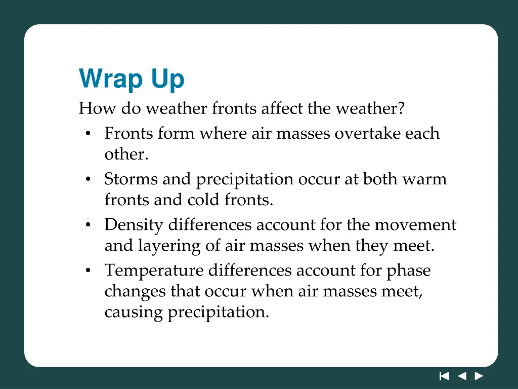 wrap up how do weather fronts affect the weather