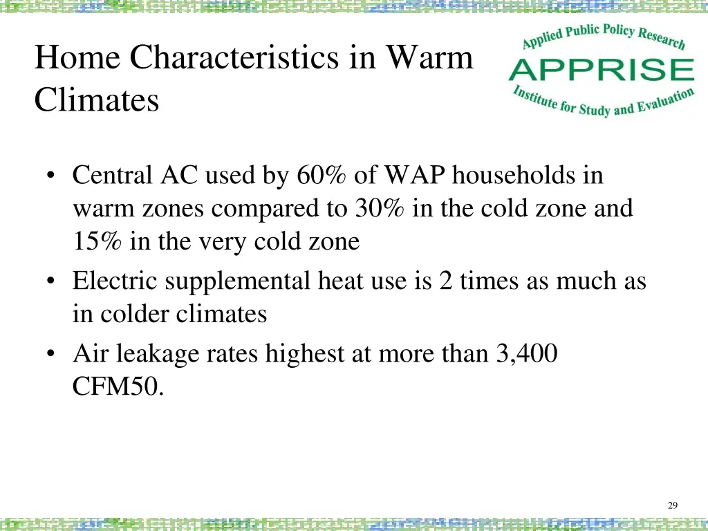 home characteristics in warm climates