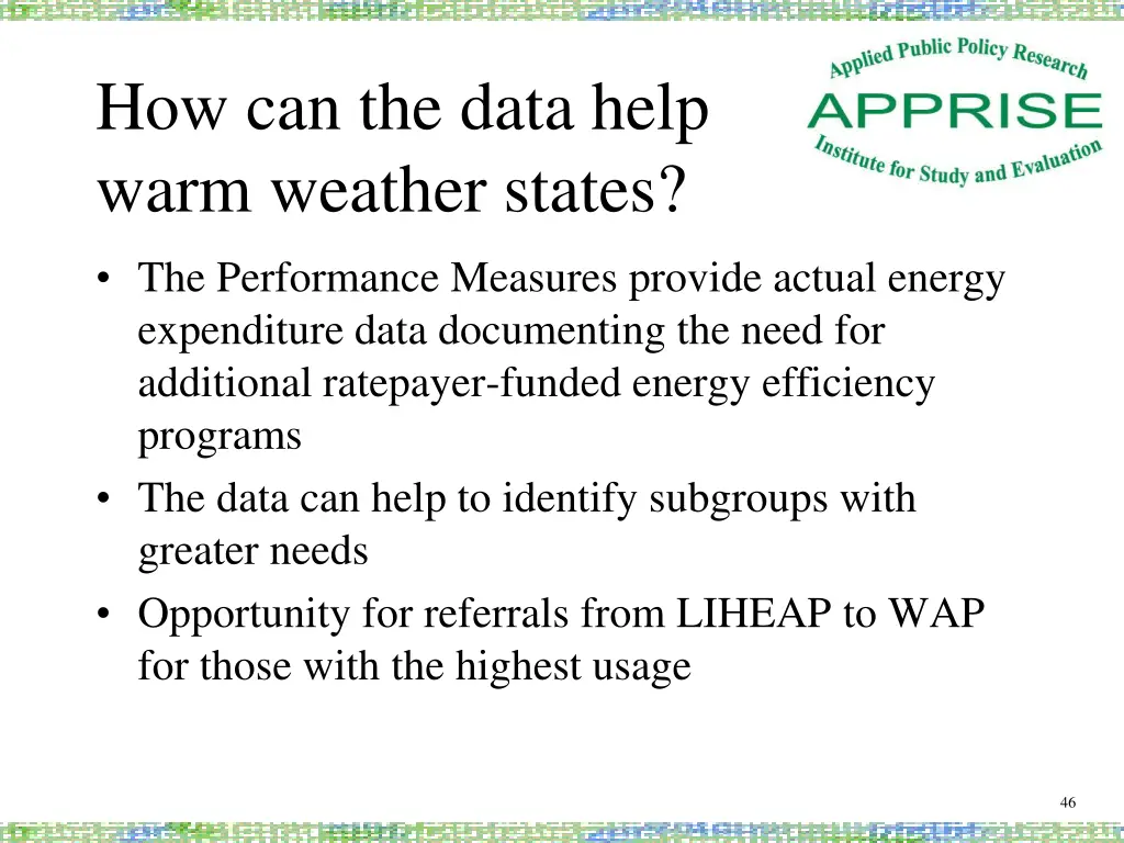 how can the data help warm weather states