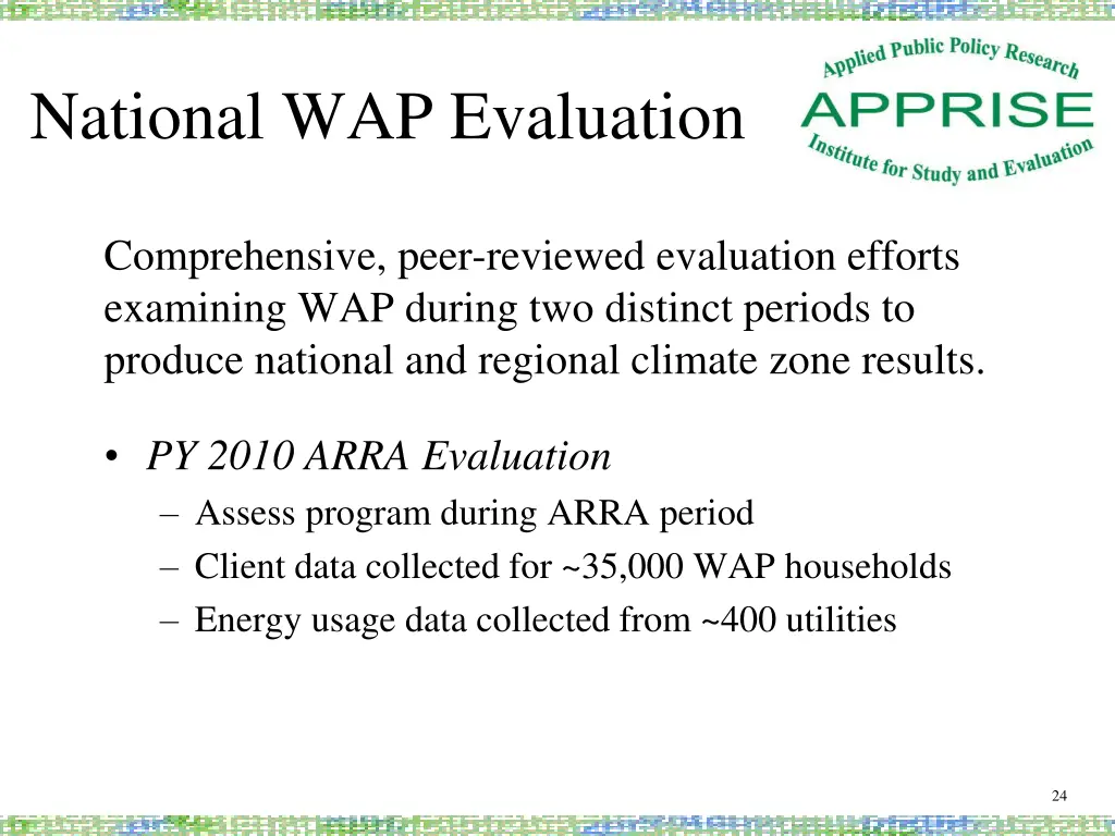 national wap evaluation