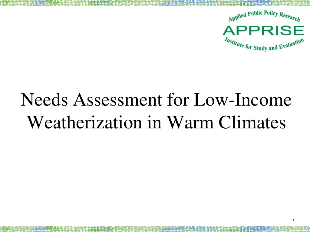 needs assessment for low income weatherization