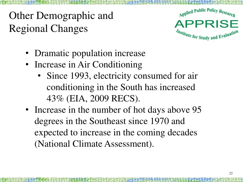 other demographic and regional changes