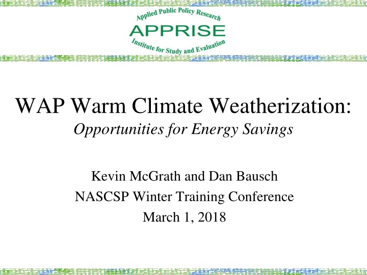 wap warm climate weatherization opportunities