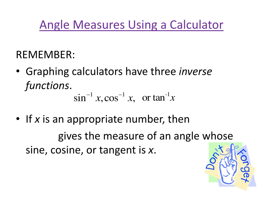 angle measures using a calculator