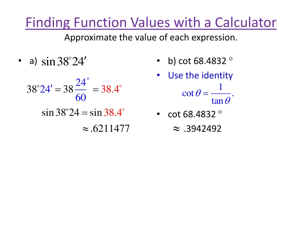 finding function values with a calculator