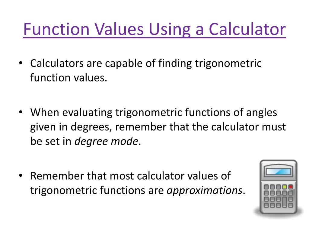 function values using a calculator