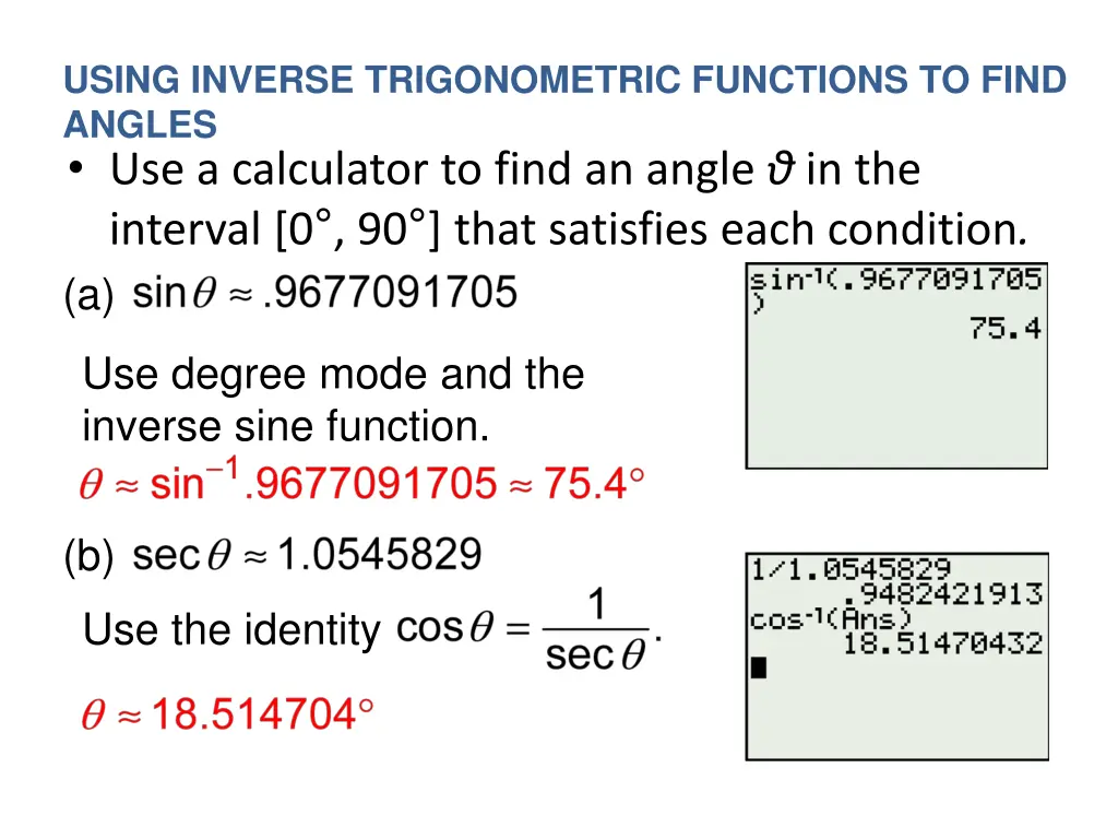 using inverse trigonometric functions to find 2