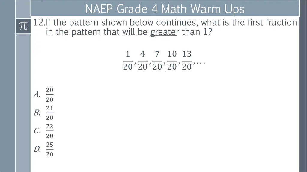 naep grade 4 math warm ups 12 if the pattern