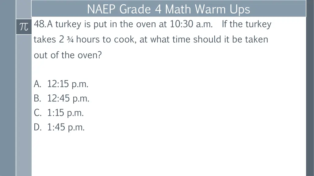 naep grade 4 math warm ups 48 a turkey