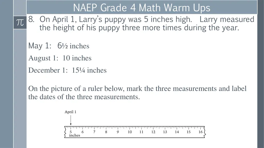 naep grade 4 math warm ups 8 on april 1 larry