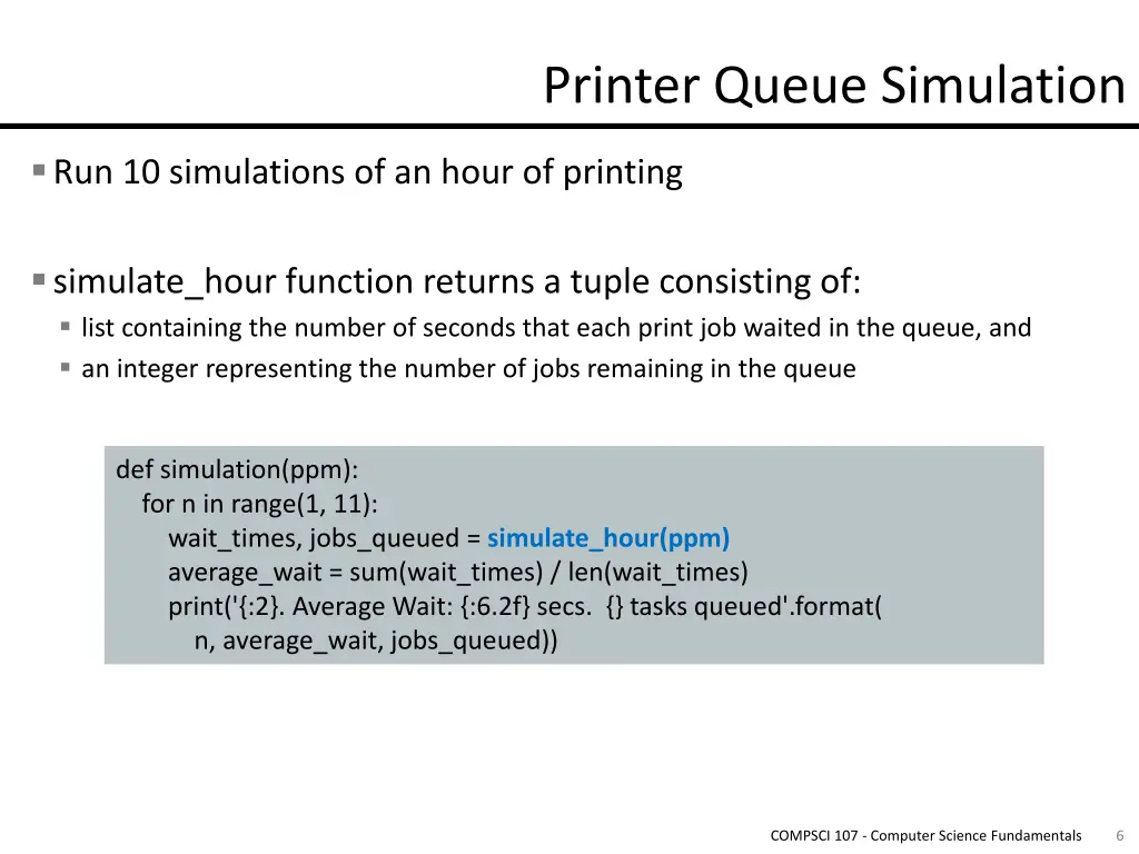 printer queue simulation 1