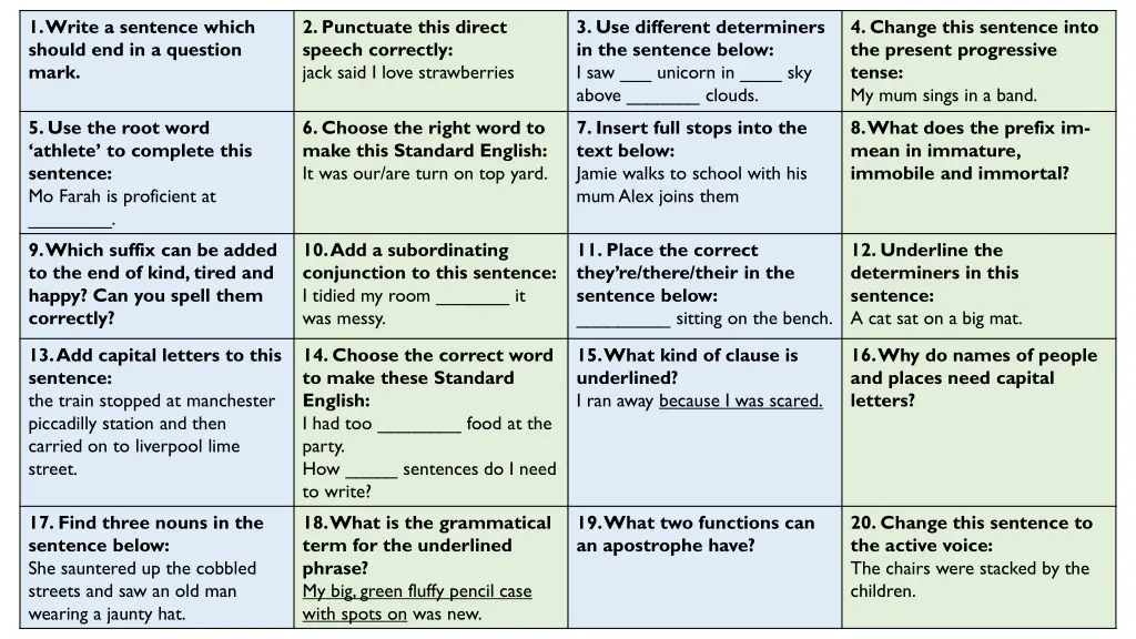 1 write a sentence which should end in a question 1