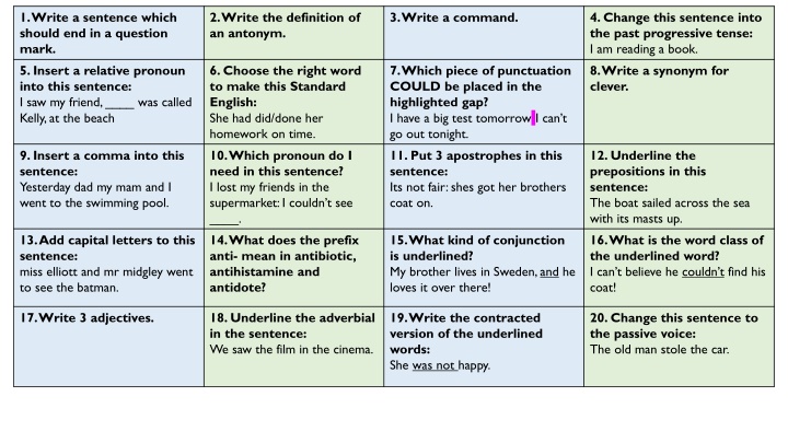 1 write a sentence which should end in a question