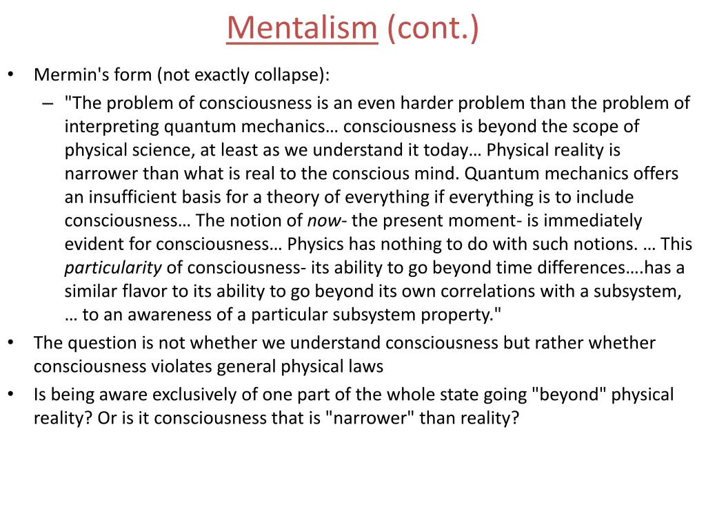 mentalism cont