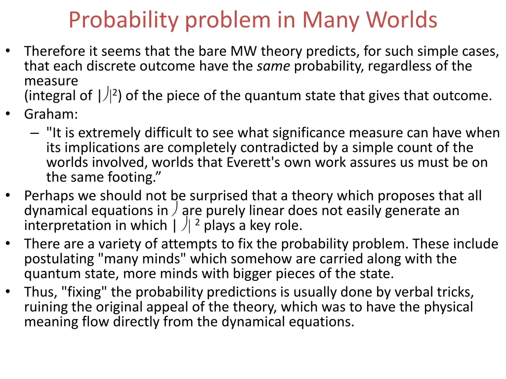 probability problem in many worlds