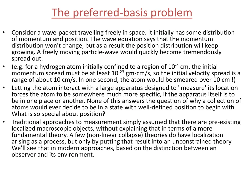 the preferred basis problem