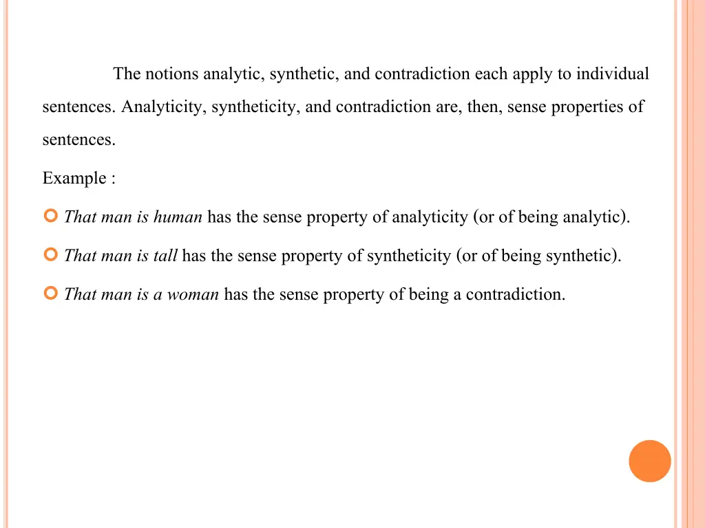 the notions analytic synthetic and contradiction