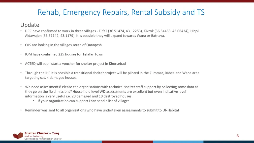 rehab emergency repairs rental subsidy and ts