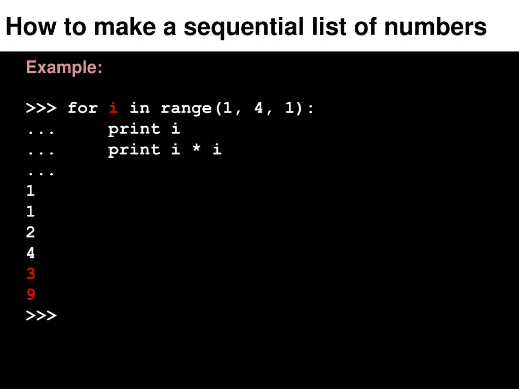 how to make a sequential list of numbers 4