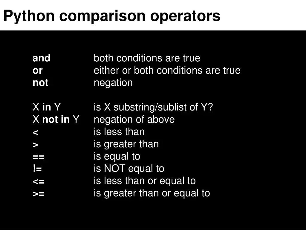 python comparison operators