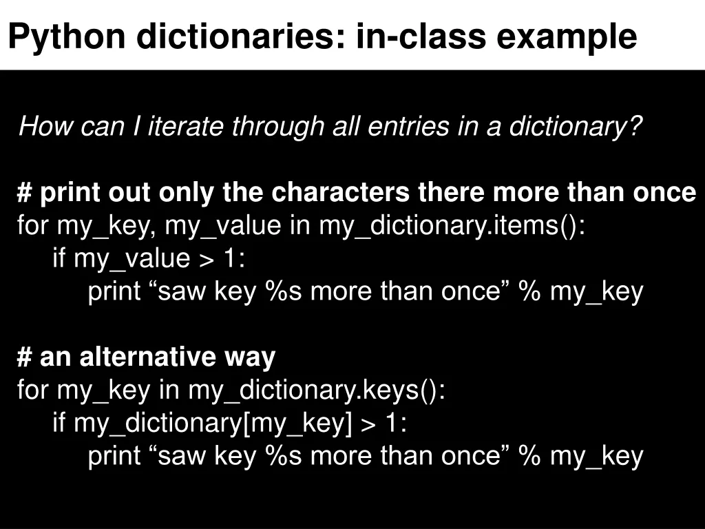 python dictionaries in class example 2