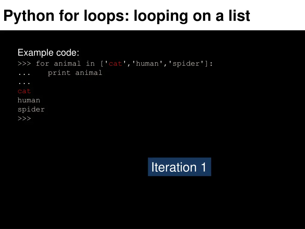 python for loops looping on a list 1