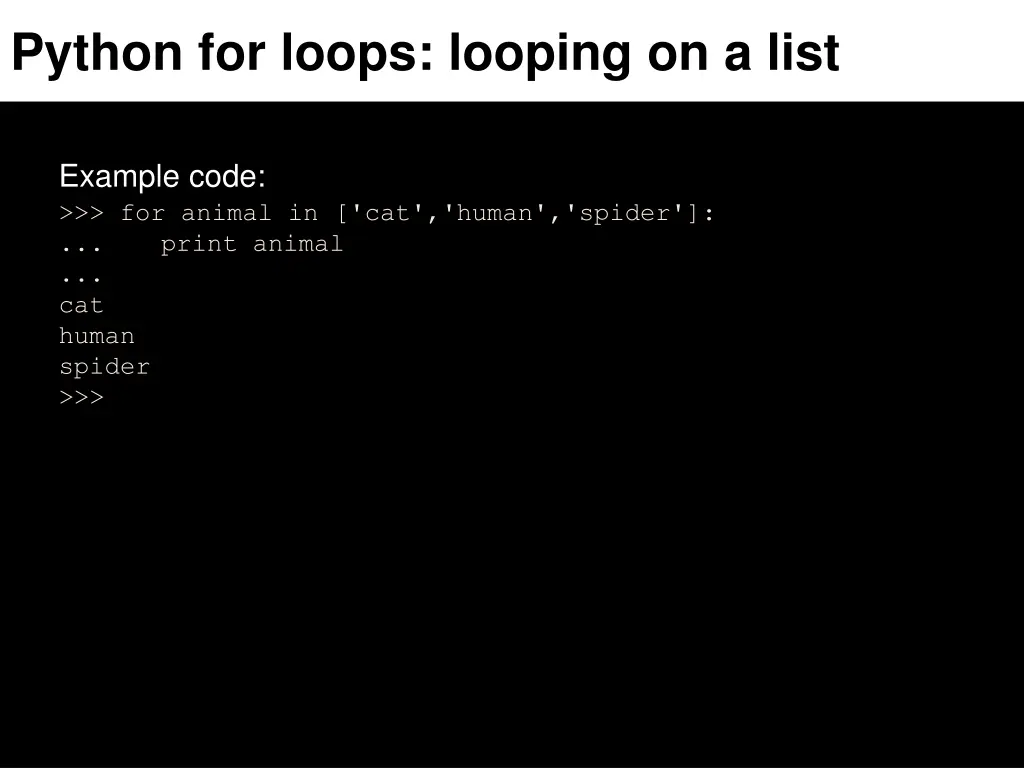 python for loops looping on a list