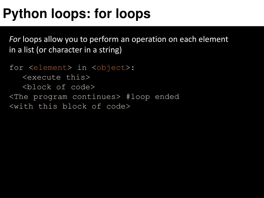 python loops for loops