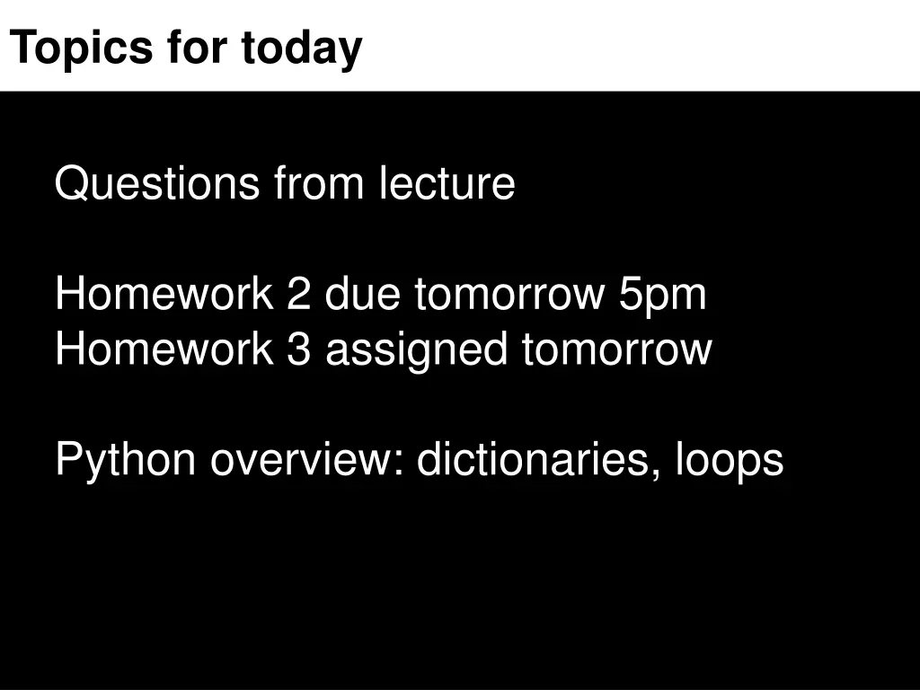 topics for today