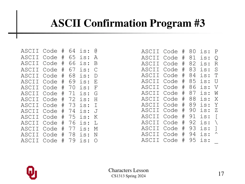 ascii confirmation program 3