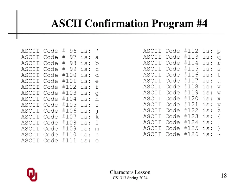 ascii confirmation program 4