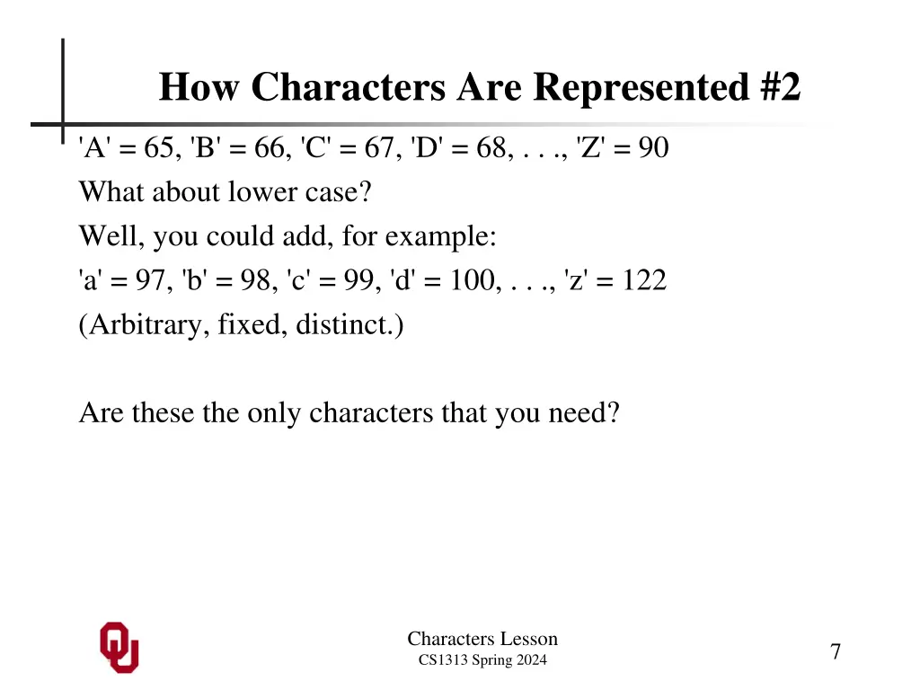 how characters are represented 2