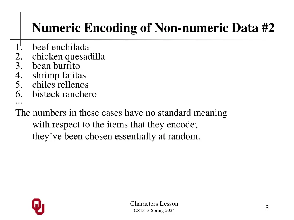 numeric encoding of non numeric data 2