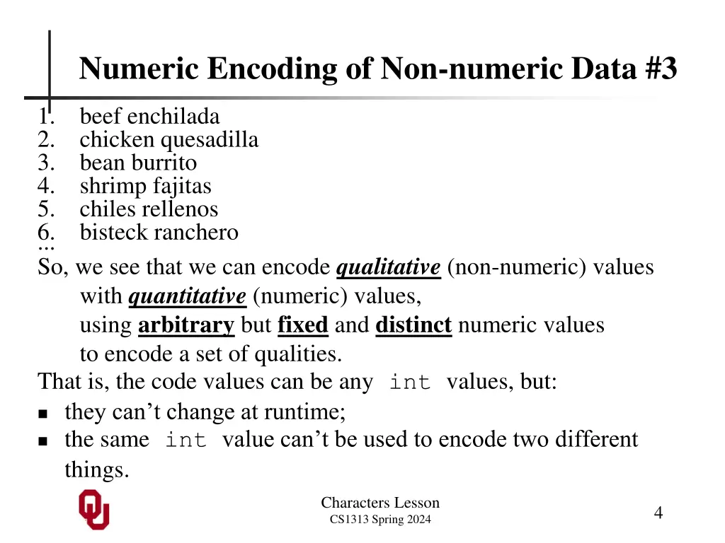 numeric encoding of non numeric data 3