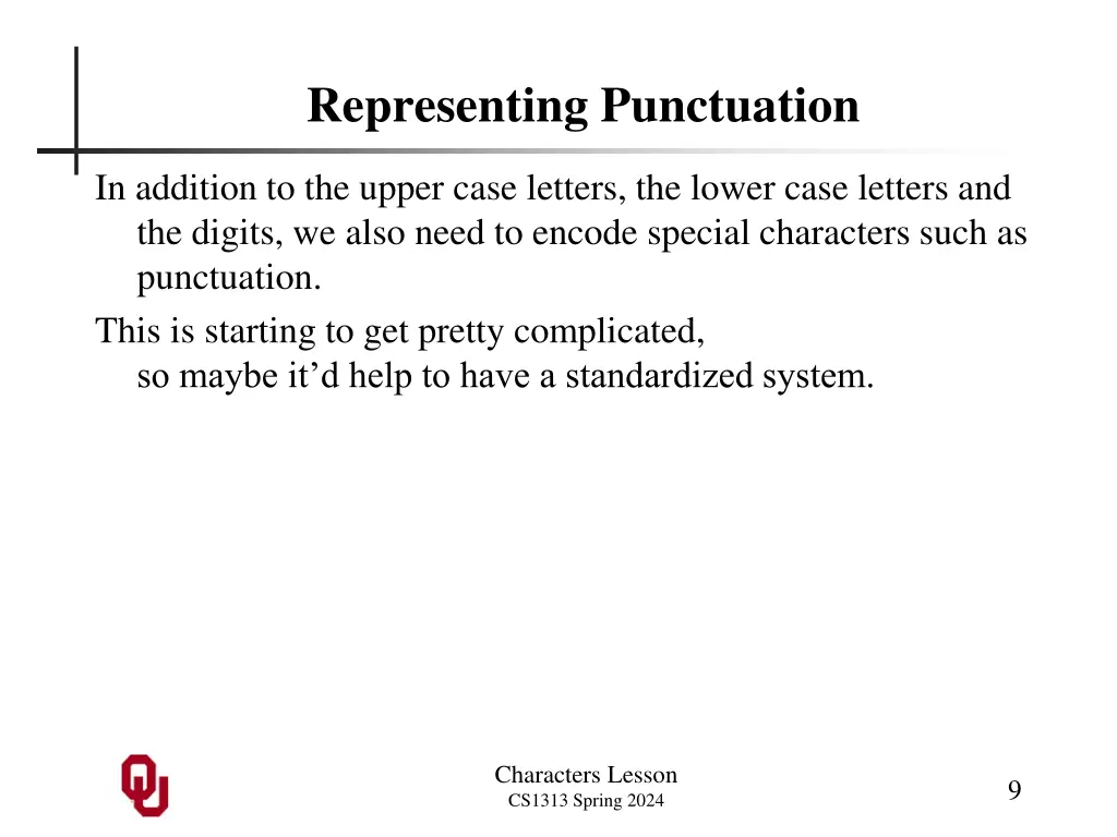 representing punctuation