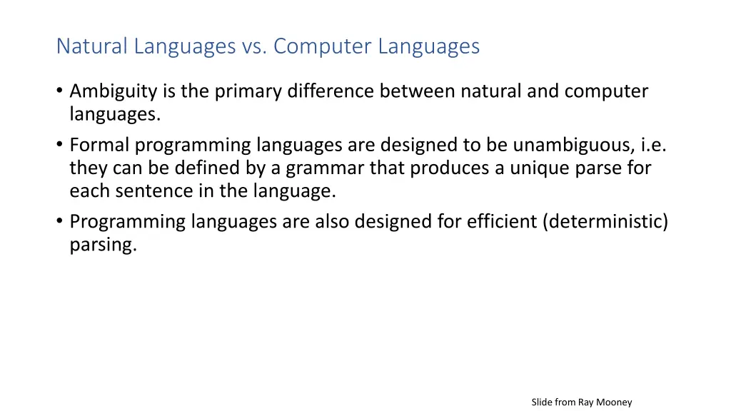 natural languages vs computer languages