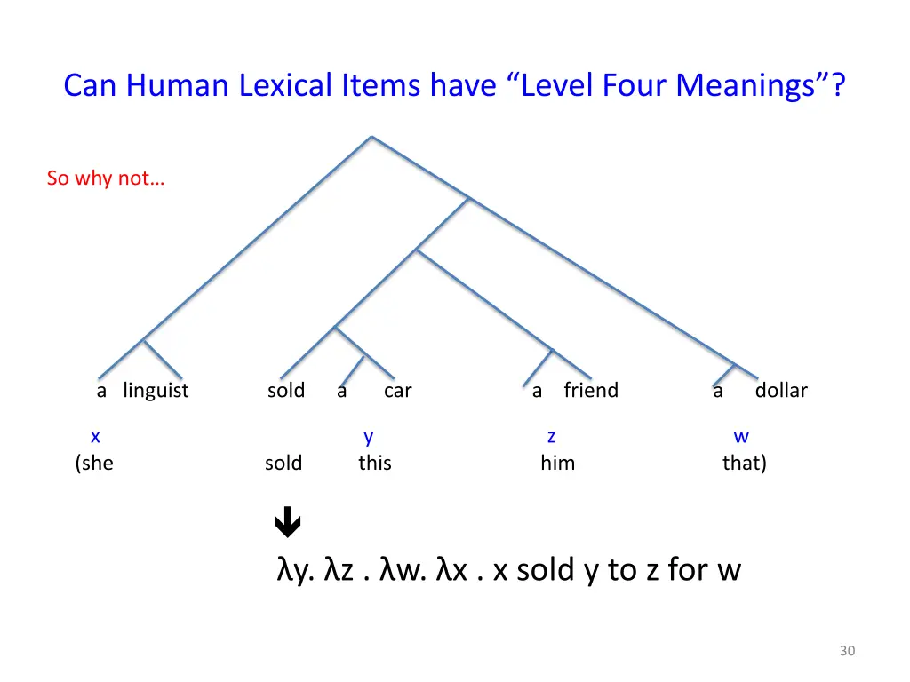 can human lexical items have level four meanings 1