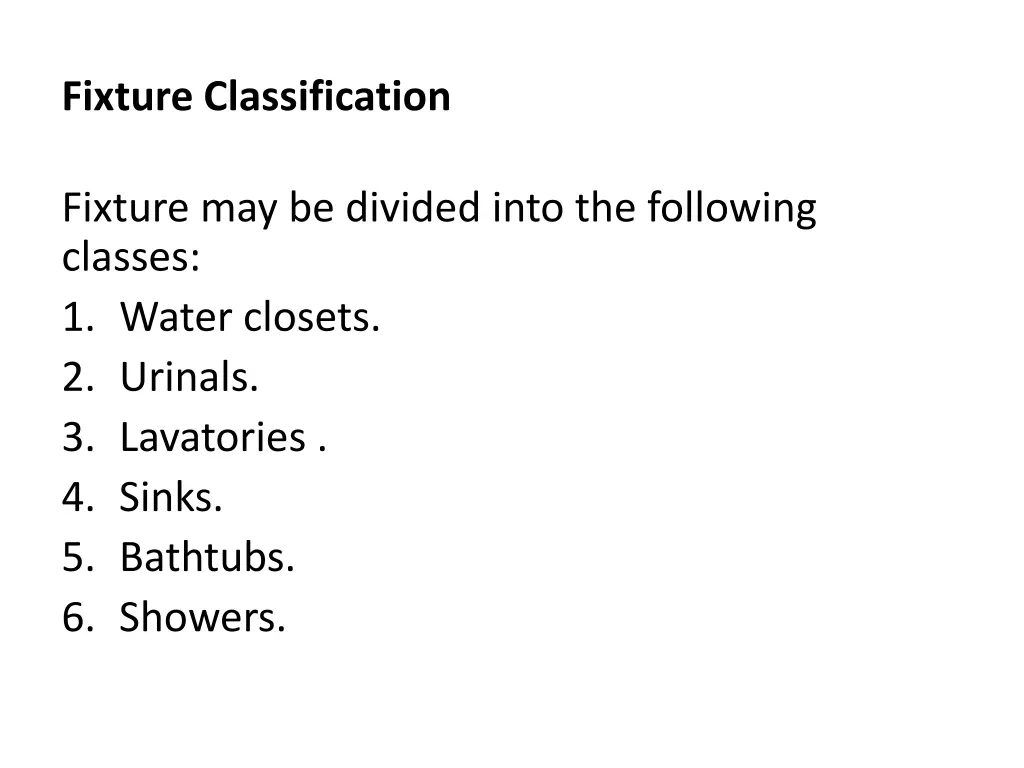 fixture classification