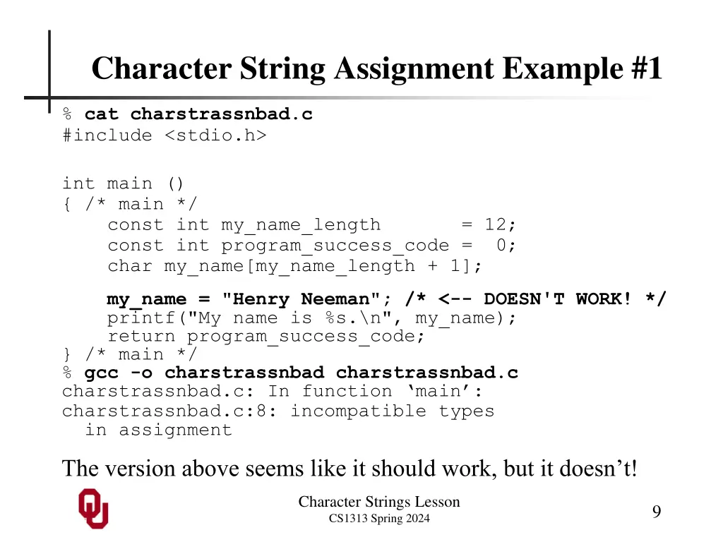 character string assignment example 1