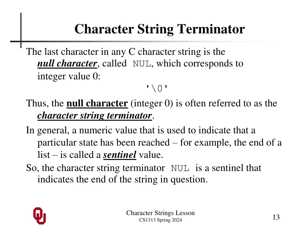 character string terminator 1