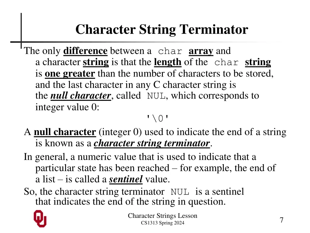 character string terminator