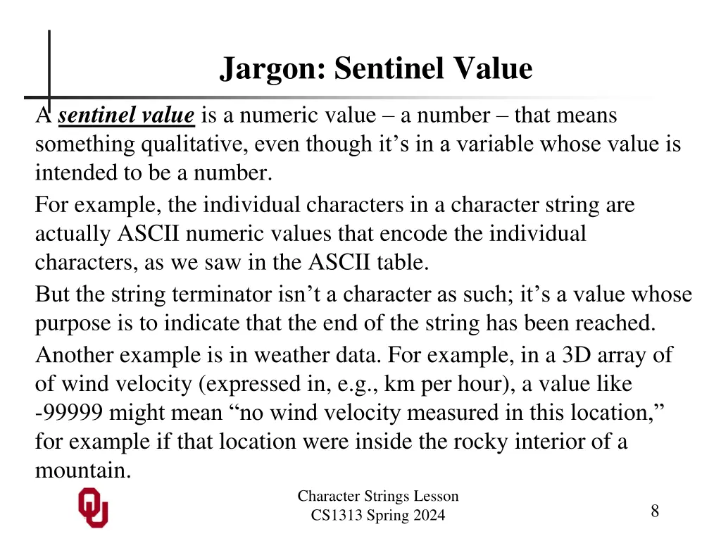 jargon sentinel value