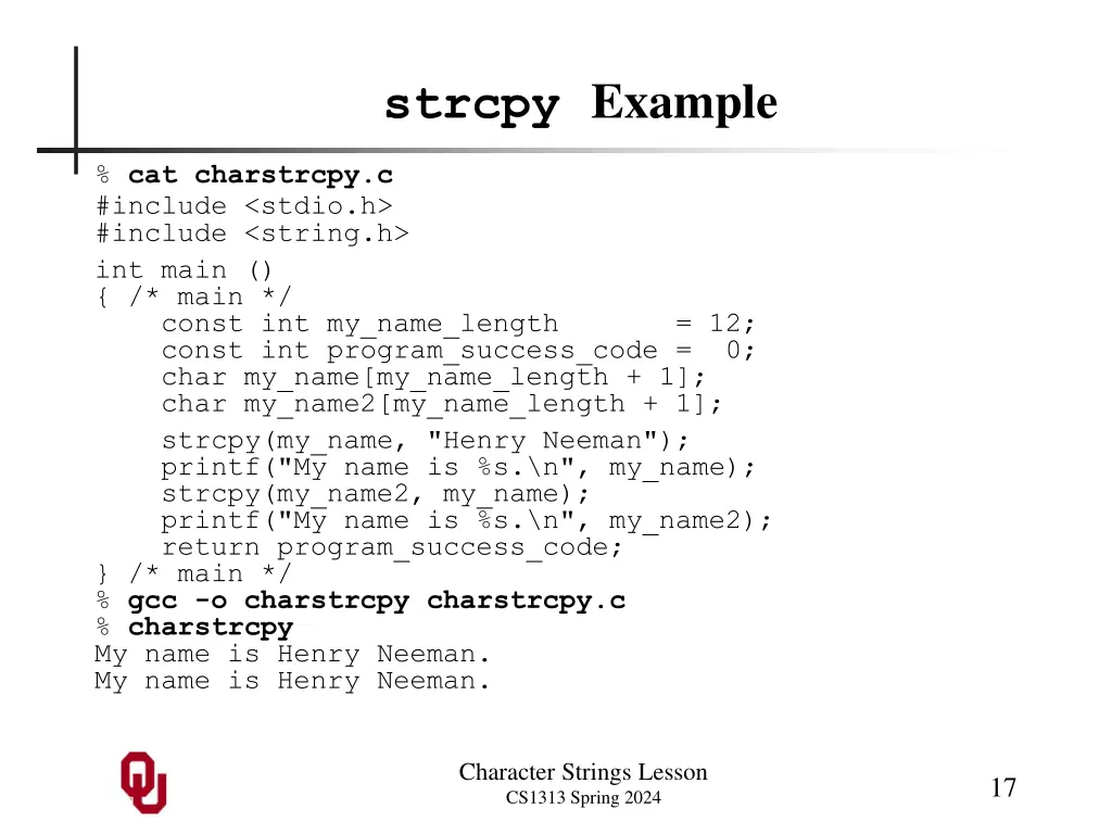 strcpy example