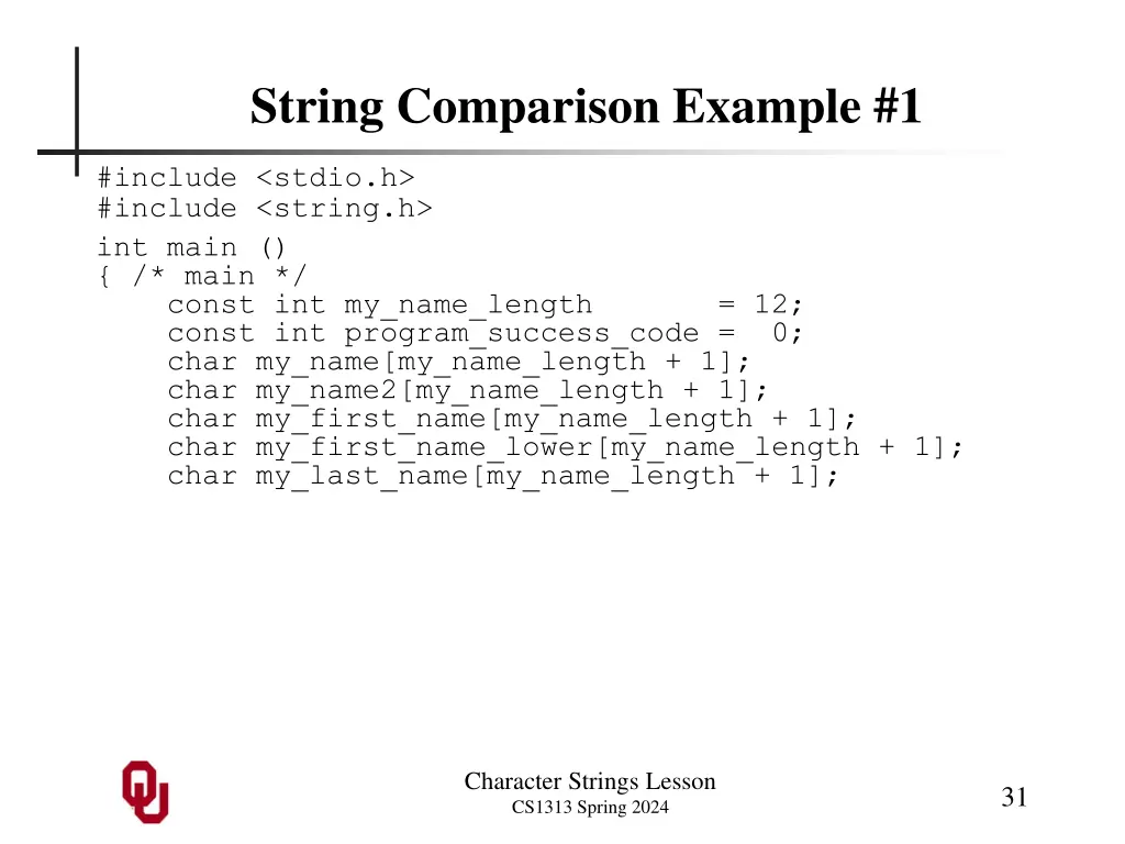 string comparison example 1