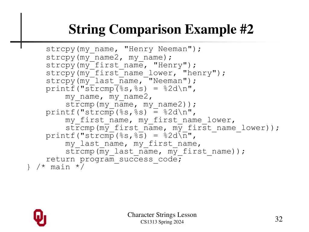 string comparison example 2