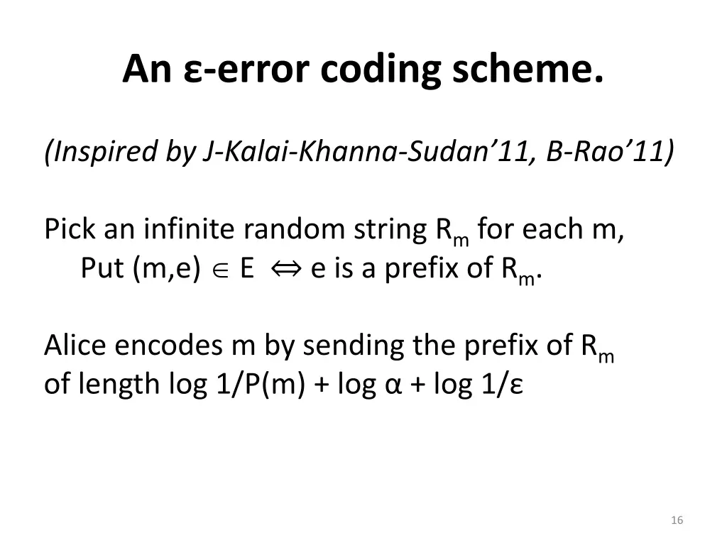 an error coding scheme