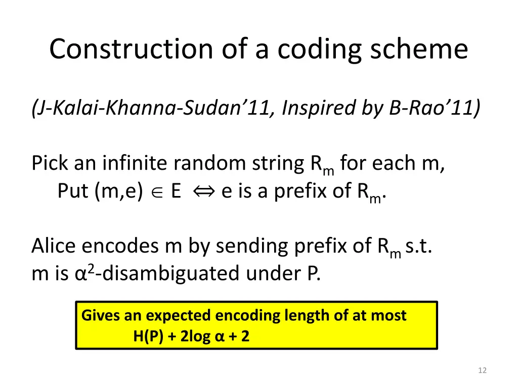 construction of a coding scheme