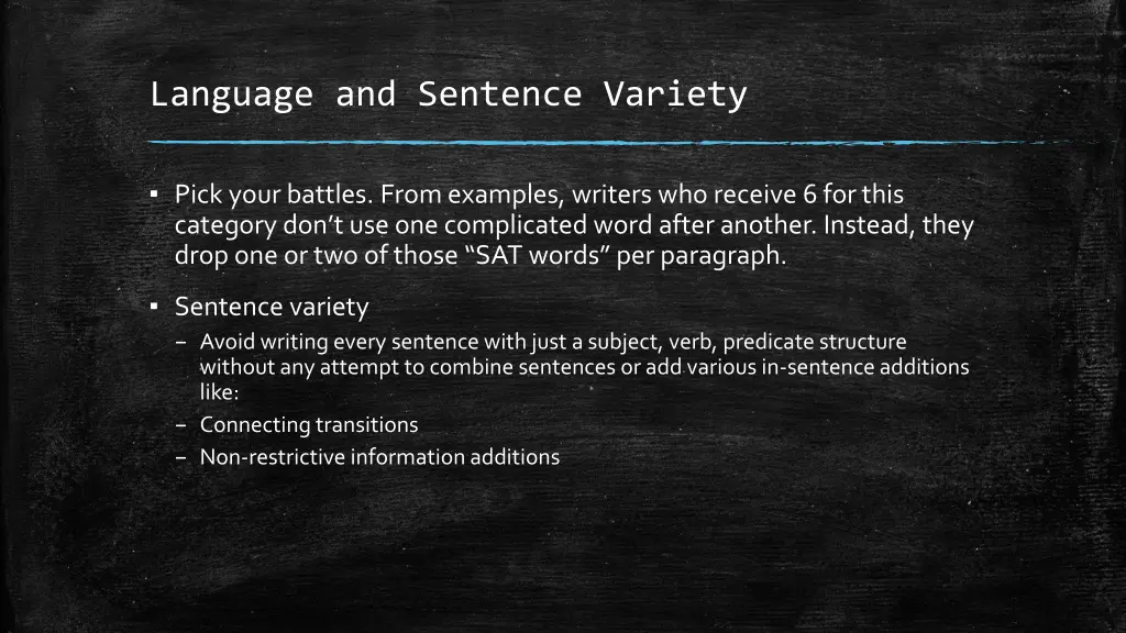 language and sentence variety